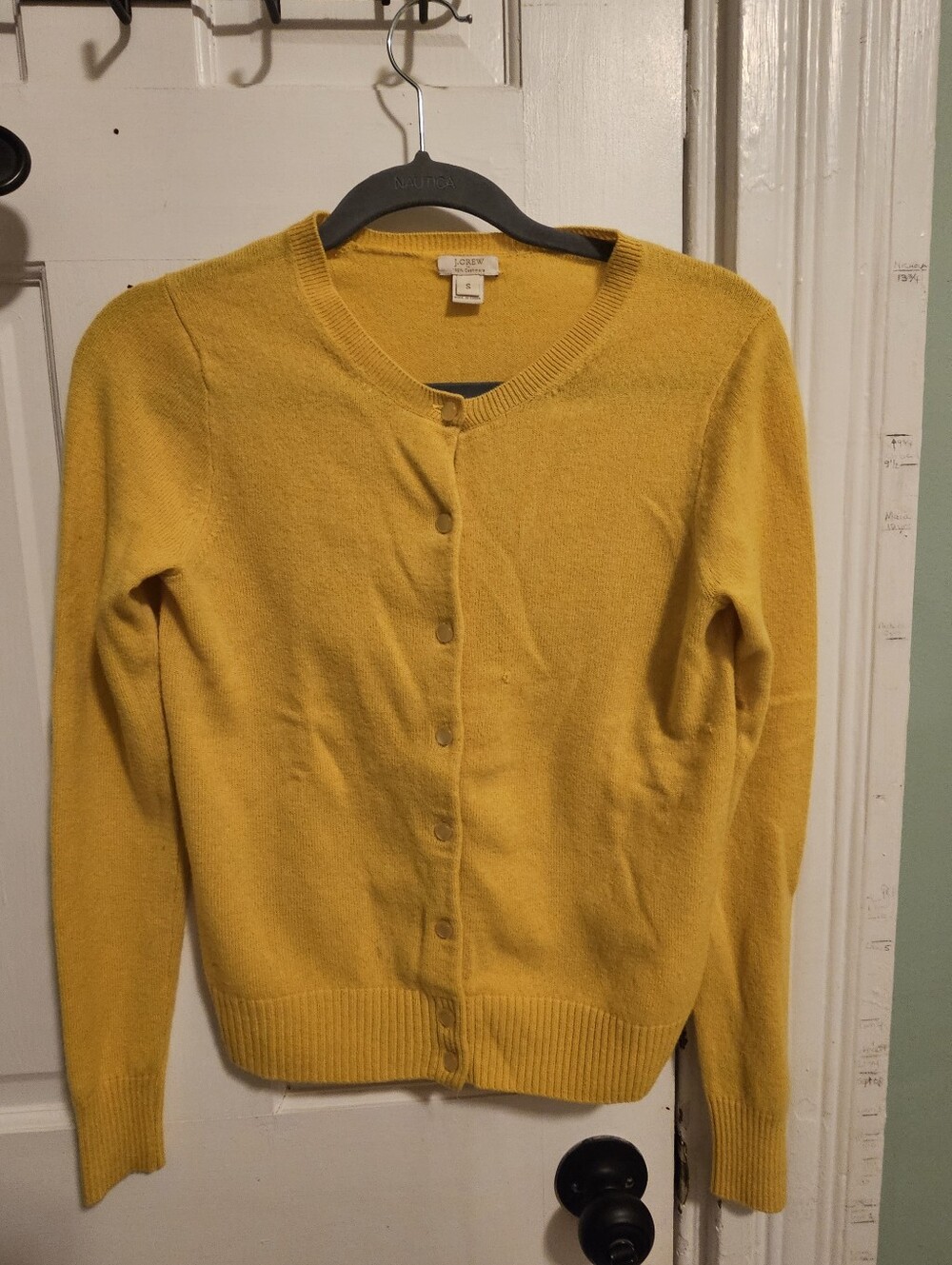 J. Crew Women's Mustard Yellow Button-Front Cashmere Cardigan